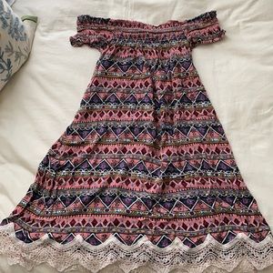 Off the shoulder Aztec sundress